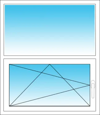 Zweiteiliges Fenster mit Festverglasung im Rahmen und Dreh-Kipp-Flügel Kunststoff (horizontale Teilung)