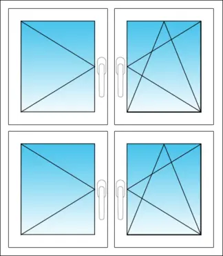 Vierflügeliges Fenster mit Dreh- und Dreh-Kipp-Funktion Kunststoff (2×2)