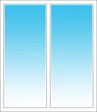 Zweiteilige Festverglasung im Rahmen Kunststoff (vertikale Teilung)